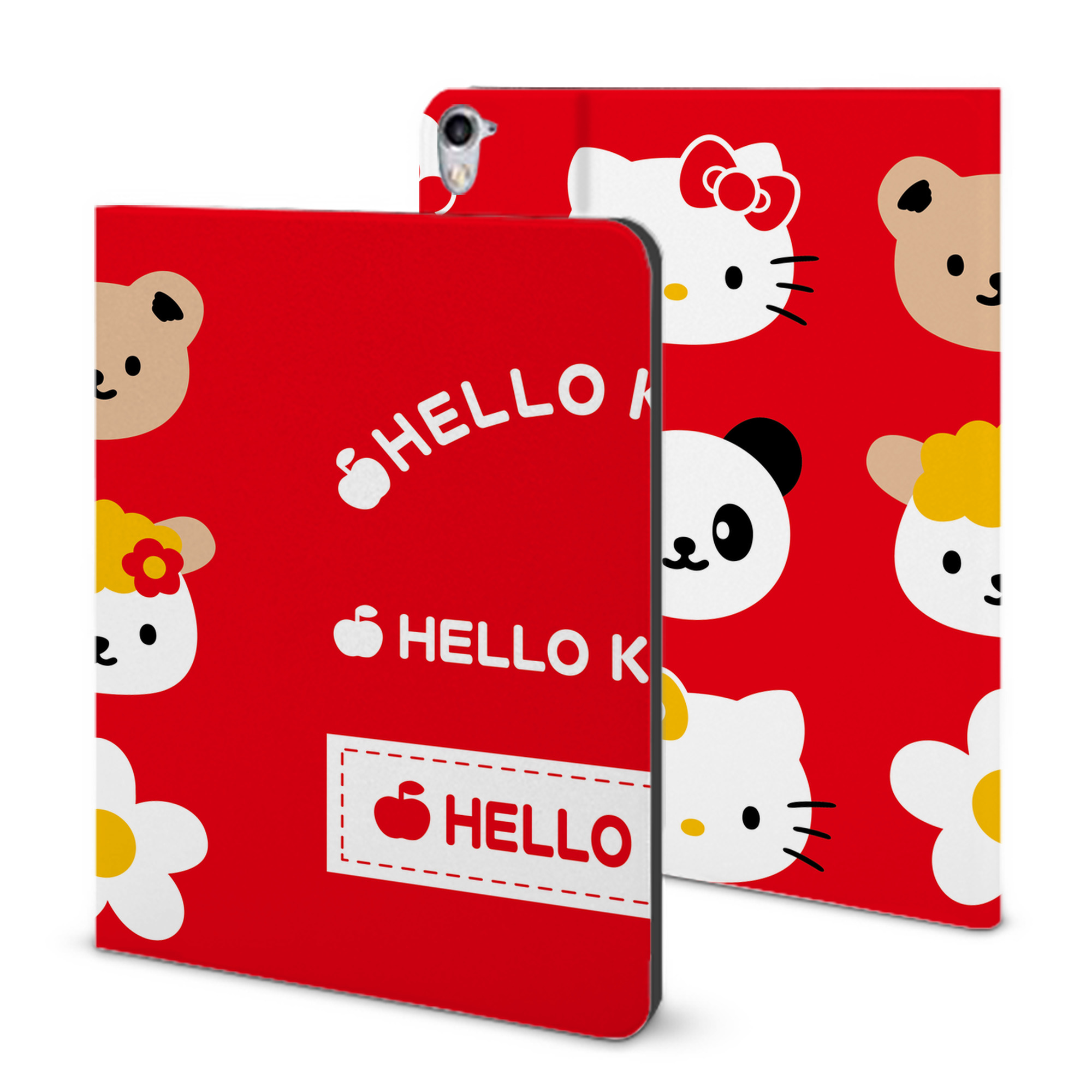 （画像用） Hello Kitty ハローキティ IPad ケース ブック型 PUレザー TPU 耐衝撃 軽量 薄型 ペン収納なし 全面保護 IPad 各モデル対応